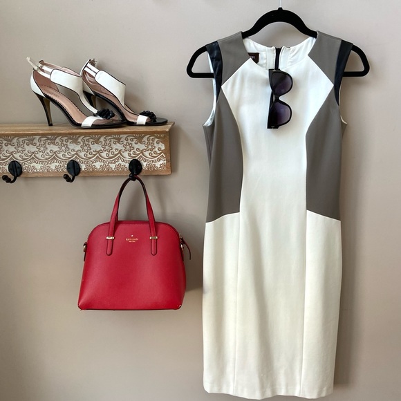 Danier leather white colour block dress - Picture 2 of 6